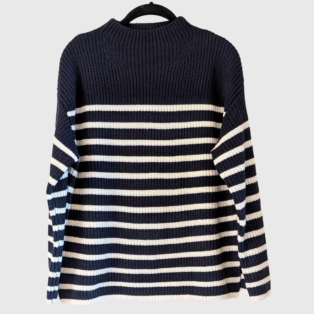 Rails Claudia Sweater S Midnight Stripe Merino Wool Cashmere Funnel Neck